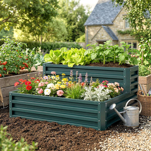 2 Tier Raised Garden Bed, 47" x 40" x 23" Galvanized Steel Planter Box for Vegetables, Flowers, and Herbs – view 14