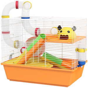 3 Tiers Hamster Cage for Gerbil, Dwarf Hamster with Tunnels, Water Bottle, Exercise Wheel – view 8