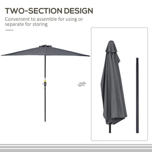 9.8ft Half Umbrella Semi Round Patio Parasol with Crank Handle, Top Vent for Garden – view 18
