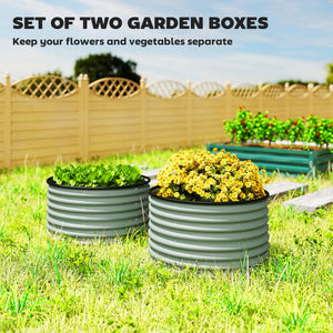 Set of 2 Raised Garden Bed, Metal Planter Box with Safety Edging, Easy-to-assemble Stock Tank, Dark Grey – view 24