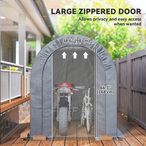 5' x 8' Outdoor Storage Shed, Heavy Duty Galvanized Steel Portable Shed for Bike, Motorcycle, Garden Tools – view 12