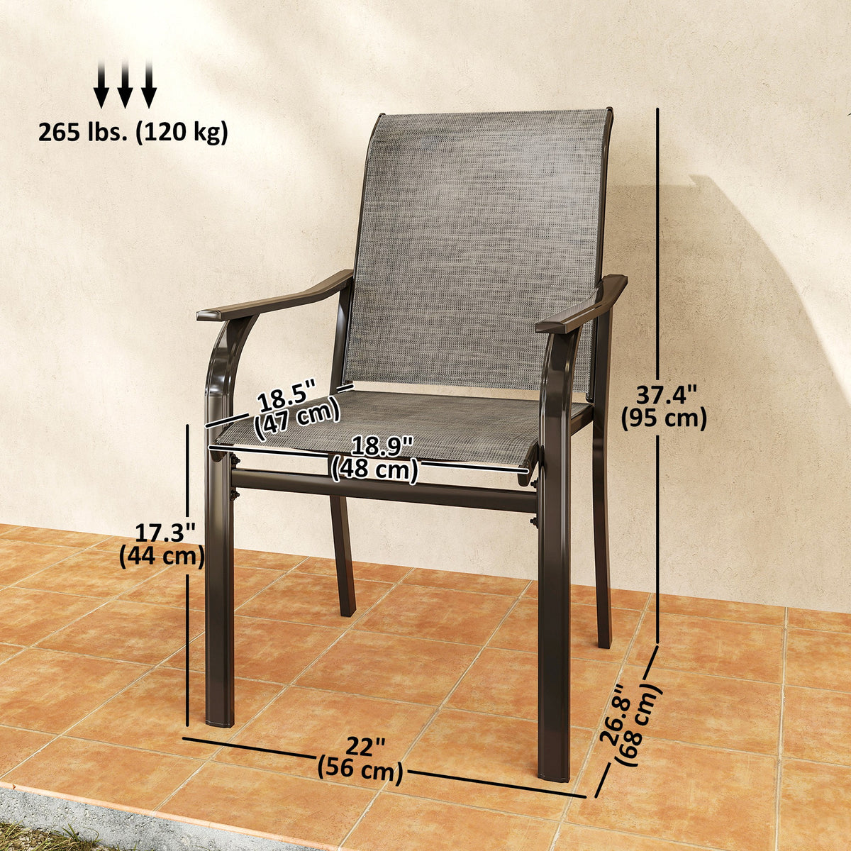 Patio Chairs Set of 4 with Armrest and High Backrest, for Backyard, Balcony, Porch, Poolside, Deck, Garden, Brown