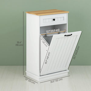 Laundry Cabinet with Removable Basket and Drawer, Tilt-Out Laundry Hamper for Bathroom, Living Room, White