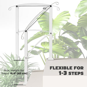 1-3 Step Handrails for Outdoor Steps, Porch Deck Railing, Metal Outdoor Stair Railing with Installation Kit, White