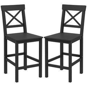 Counter Height Stools Set of 2, Farmhouse Bar Stools with Backs, Solid Wood Counter Stools for Kitchen Island