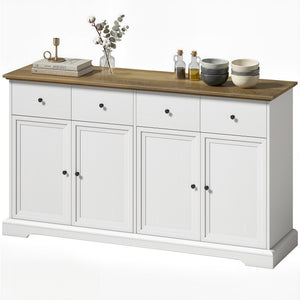 Sideboard Buffet Cabinet, 55" Farmhouse Kitchen Cabinet with Soft-Close Doors, 2 Drawers and 2 Adjustable Shelves