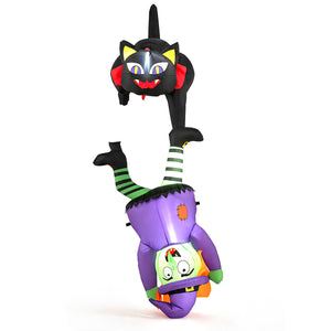 6.2 FT Halloween Hanging Inflatable Witch and Black Cat with LED Lights