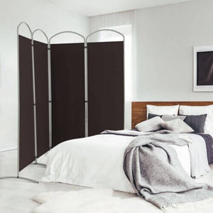 6.2Ft Folding 4-Panel Room Divider for Home Office Living Room -Brown view 2