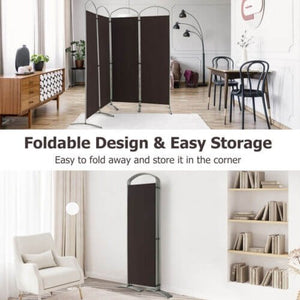 6.2Ft Folding 4-Panel Room Divider for Home Office Living Room -Brown view 7