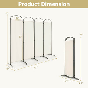 6.2Ft Folding 4-Panel Room Divider for Home Office Living Room -White view 5