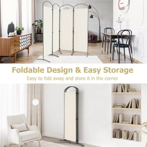 6.2Ft Folding 4-Panel Room Divider for Home Office Living Room -White view 7
