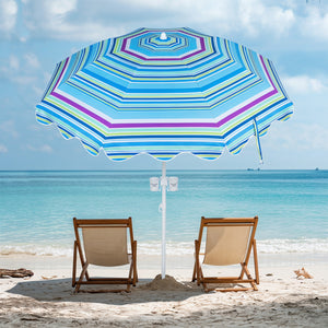 6.5 FT Beach Umbrella UPF 50+ with Sand Anchor for Garden Pool Backyard-Blue view 3
