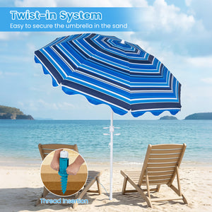6.5 FT Beach Umbrella UPF 50+ with Sand Anchor for Garden Pool Backyard-Navy view 9