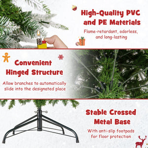 6/7.5/9 Feet Pre-Lit Artificial Christmas Tree Snow Flocked Hinged-7.5 Feet view 8