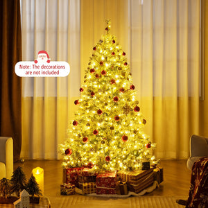 6/7.5/9 FT Artificial Christmas Tree Pre-Lit Hinged Holiday Tree with 360° Quick Power Connector-6 ft view 3