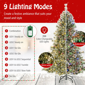 6/7.5/9 FT Artificial Christmas Tree Pre-Lit Hinged Holiday Tree with 360° Quick Power Connector-6 ft view 8