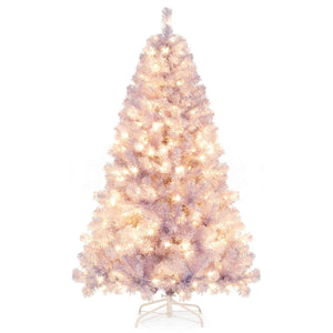 6/7.5 FT Pre-Lit Tinsel Christmas Tree Artificial Xmas Tree-S