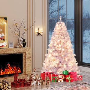 6/7.5 FT Pre-Lit Tinsel Christmas Tree Artificial Xmas Tree-S view 2