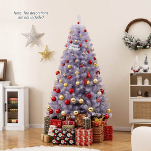 6/7.5 FT Pre-Lit Tinsel Christmas Tree Artificial Xmas Tree-S view 3