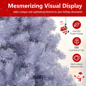 6/7.5 FT Pre-Lit Tinsel Christmas Tree Artificial Xmas Tree-S view 7