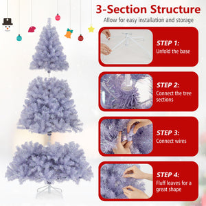 6/7.5 FT Pre-Lit Tinsel Christmas Tree Artificial Xmas Tree-S view 9
