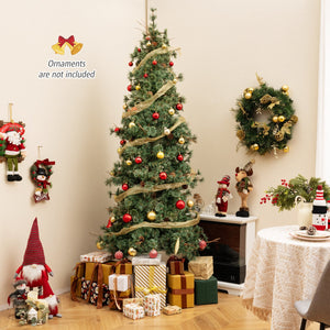 6/7/8 Feet Artificial Christmas Tree Pre-lit Hinged Xmas Tree with Warm White LED Lights and Pine Cones-8ft view 3