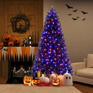 6/7/8 Feet Artificial Christmas Tree with 6 Lighting Modes and Spooky Sounds-7 ft view 3