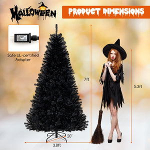 6/7/8 Feet Artificial Christmas Tree with 6 Lighting Modes and Spooky Sounds-7 ft view 4