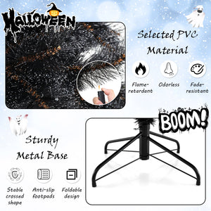 6/7/8 Feet Black Artificial Halloween Christmas Tree with PVC Branch Tips and 210/320/450 Cool White LED Lights-M view 8
