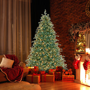 6/7/8 Feet Christmas Tree with Warm White LED Lights and Pine Cones-7 ft view 2