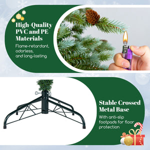 6/7/8 Feet Christmas Tree with Warm White LED Lights and Pine Cones-7 ft view 9