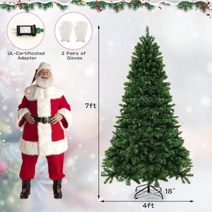 6/7/8 Feet Hinged Christmas Tree with PVC Branch Tips Warm White LED Lights-7 ft view 5