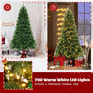 6/7/8 Feet Hinged Christmas Tree with PVC Branch Tips Warm White LED Lights-7 ft view 8
