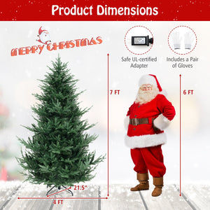 6/7/8 FT Pre-Lit Artificial Hinged Xmas Tree with 778/1480 PVC and PE Branch Tips-L view 5