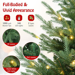 6/7/8 FT Pre-Lit Artificial Hinged Xmas Tree with 778/1480 PVC and PE Branch Tips-L view 7