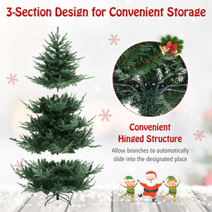 6/7/8 FT Pre-Lit Artificial Hinged Xmas Tree with 778/1480 PVC and PE Branch Tips-L view 8