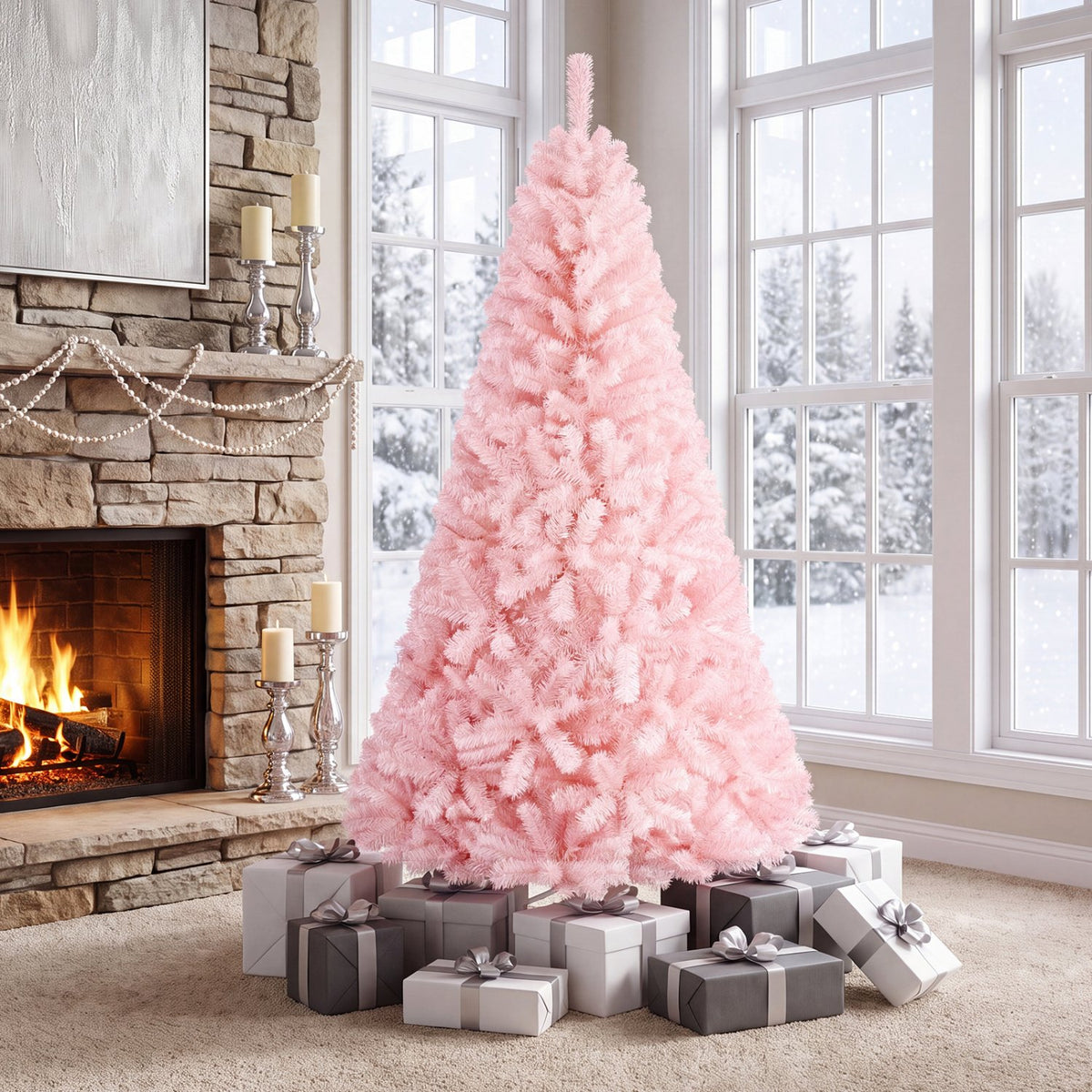 6/7 Feet Artificial Christmas Tree Hinged Full Fir Tree-6 Feet view 2