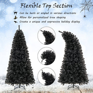 6/7 FT Artificial Christmas Tree with Bendable Top Section and Warm Light-7 ft view 6