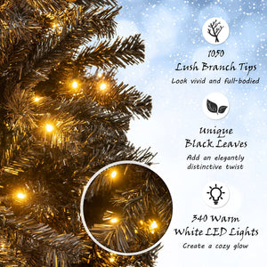 6/7 FT Artificial Christmas Tree with Bendable Top Section and Warm Light-7 ft view 7