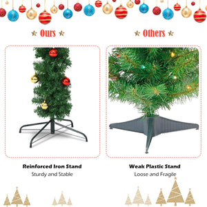 6 Feet Artificial Cactus PVC Christmas Tree with LED Lights and Ball Ornaments-6 ft view 9