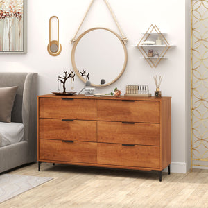 6-Drawer Dresser with Interlock System for Bedroom Living Room-Cherry view 2