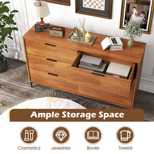 6-Drawer Dresser with Interlock System for Bedroom Living Room-Cherry view 6