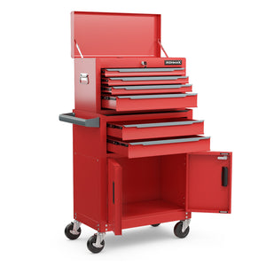 6-Drawer Rolling Tool Storage Chest Cabinet with Universal Wheels and Hooks-Red view 4