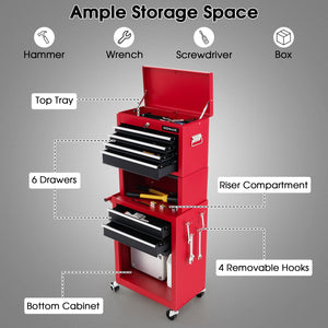 6-Drawer Tool Chest with Heightening Cabinet-Black & Red view 7
