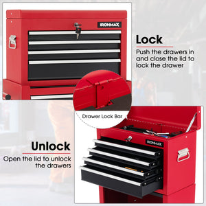 6-Drawer Tool Chest with Heightening Cabinet-Black & Red view 8