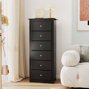 6 Drawers Chest Dresser Clothes Storage Bedroom Furniture Cabinet-Black view 3