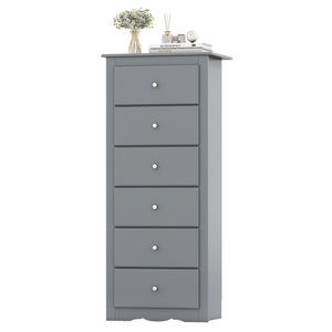 6 Drawers Chest Dresser Clothes Storage Bedroom Furniture Cabinet-Gray