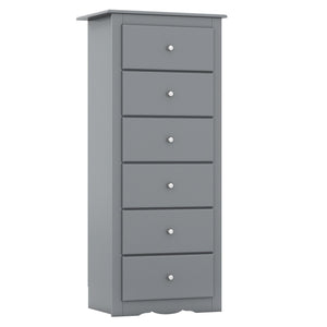 6 Drawers Chest Dresser Clothes Storage Bedroom Furniture Cabinet-Gray view 4