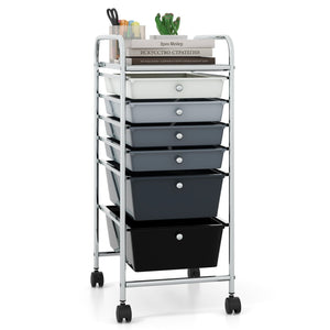 6 Drawers Rolling Storage Cart Organizer-Mixed Black view 4