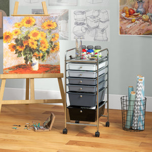 6 Drawers Rolling Storage Cart Organizer-Mixed Black view 6
